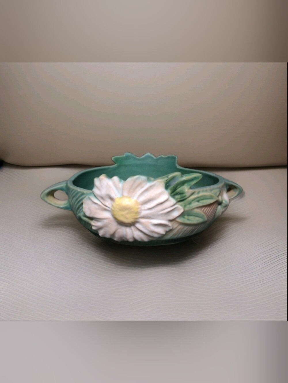 Vintage Roseville Pottery Peony Shallow Bowl 428-6 Green